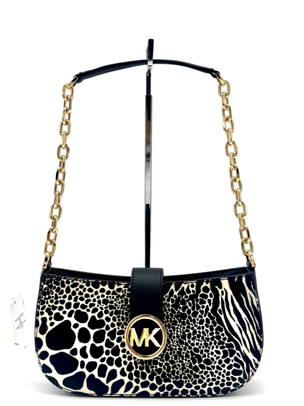 Michael Kors Carmen Small Pouchette Leather Crossbody Bag Black Multi